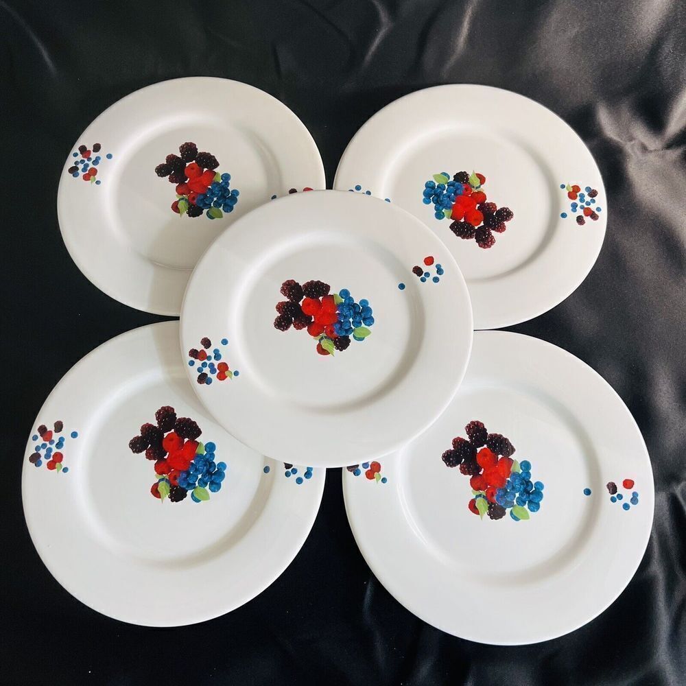 5 Aza Trattoria Germany Salad Dessert Bread Plates Berry Fruit made In Portugal